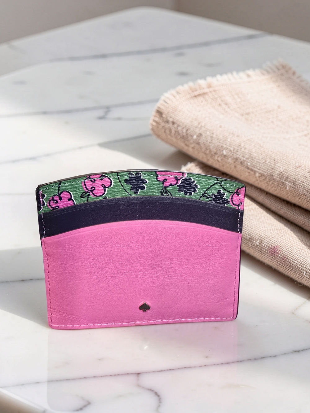 Kate Spade Leather Cardholder - Pink & Green Floral